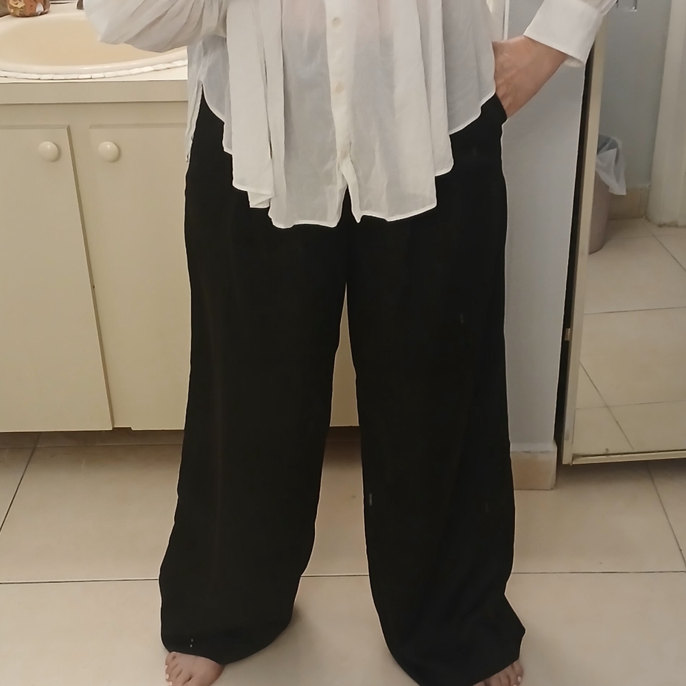 Banana Republic Wide Straight leg Solid Black
